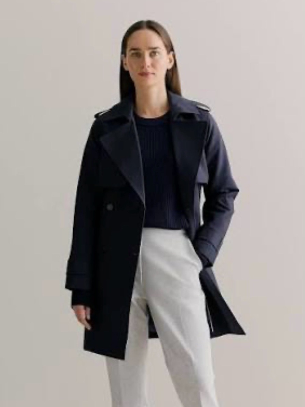 Midnight Navy Mid-length Trench Coat